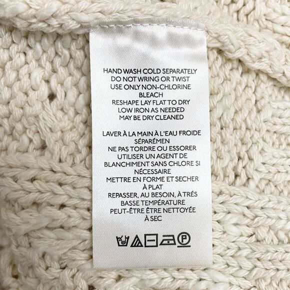 Free People Driftwood Cable Knit Polo in Ivory Size Medium M Fisherman Oversized - Picture 15 of 16
